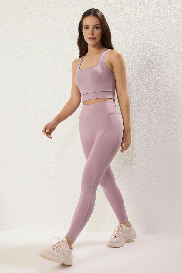 WOVCOR Extra-Compensating Knit Sports Leggings with Wide Waist Elastic