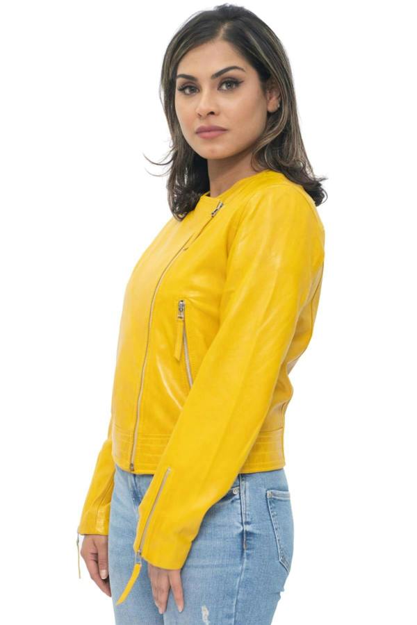Infinity Leather Womens Collarless Biker Jacket-Padova