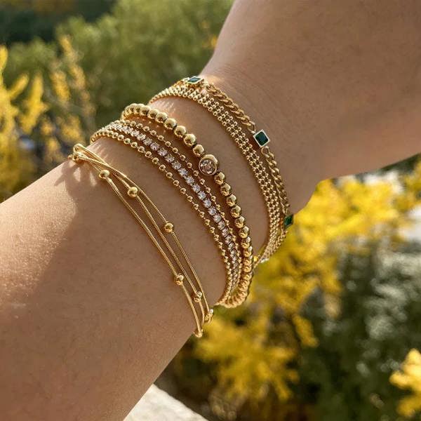 Elk & Bloom Triple Satellite Chain 14K Gold Link Bracelet