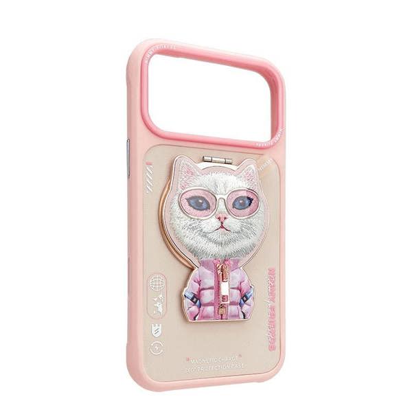 Nimmy Friends Nimmy Cool & Cute 2.0 White Rich & Beauty Cat Case with MagSafe Stand for iPhone 17 Pro 6.3" Pink - N-YJKM-CXZJZH-IP17-PRO-04