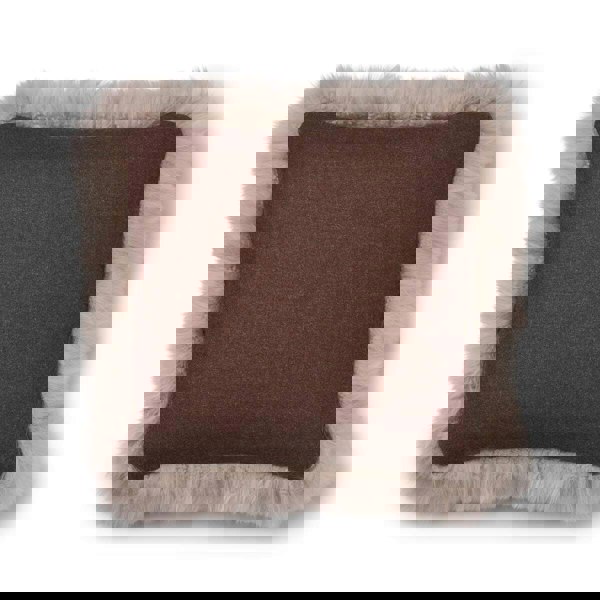 Wool Cushion | LW trim  | 52x52 cm Brown/Dove