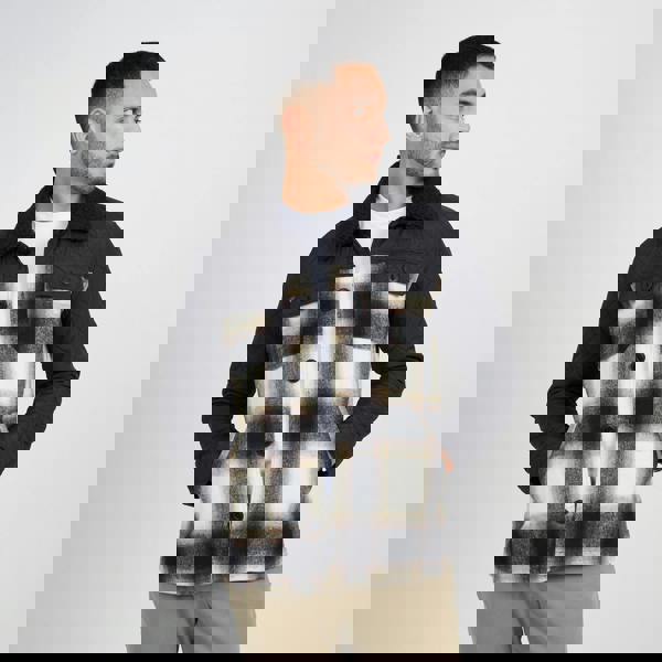 Brave Soul Black Sherpa Collar Checked Jacket - Black Image 1