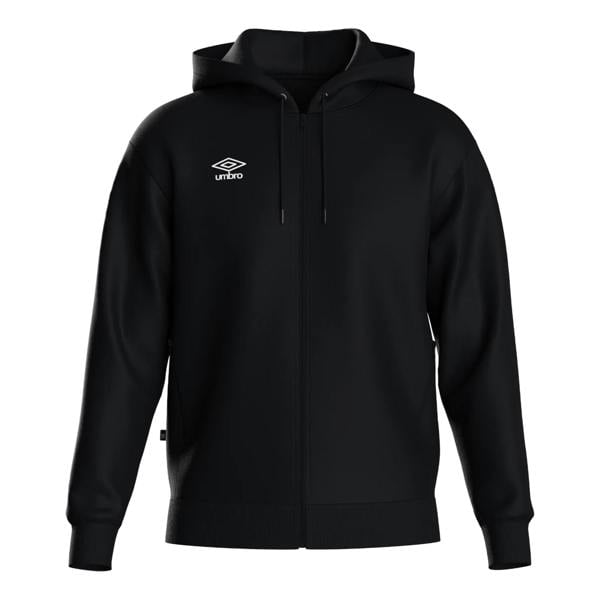 Umbro Mens Club Leisure Full Zip Hoodie - Black/White - 