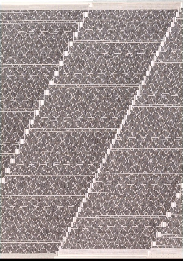 Trailing Leaves Design Reversible Outdoor Rug in Grey & Blue