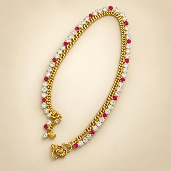 The Colourful Aura Gold Plated Crystal Stone Dangle Charm Payal Anklet