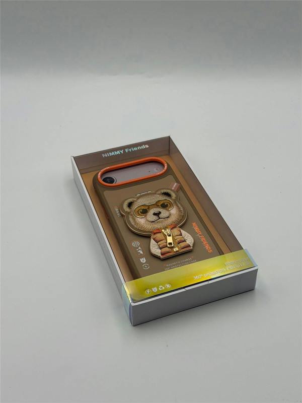 Nimmy Friends Nimmy Cool & Cute 2.0 Bear Case with MagSafe Stand for iPhone 17 Air 6.5" Brown Orange - N-YJKM-CXZJZH-IP17-AIR-011-B