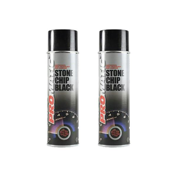 Promatic 2X Promatic Stonechip Black Spray Paint 500ml