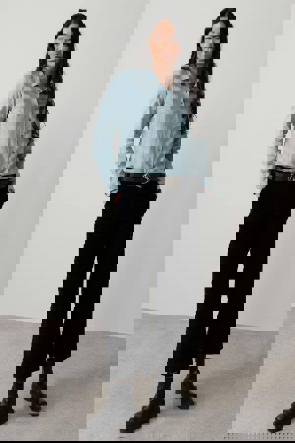 Lily & Me Patsy Organic Cotton Check Shirt Ice Blue