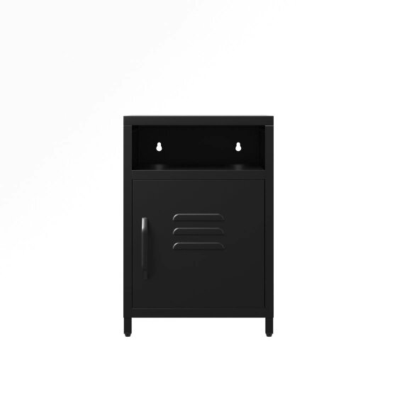 Wyld Haus Sassafras Industrial Black Metal Bedside Table 1 Door