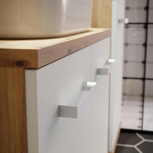 Furniture To Go Veris Under Sink Cabinet with 2 Doors in Artisan Oak and Light Grey Doors