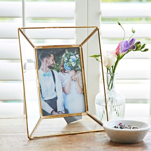 Paper High Anjana Recycled Glass and Gold Metal Photo Frame