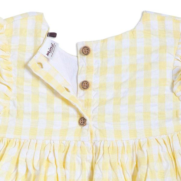Mini Cuddles Baby Girls Checked Woven Dress, Yellow