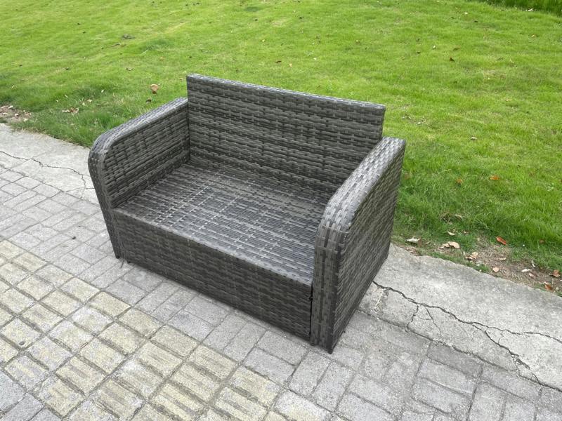Fimous 9 Piece Rattan Garden Furniture Set with Patio Sofa, Chairs, Coffee Table & 2 Footstools for Outdoor Balcony Use