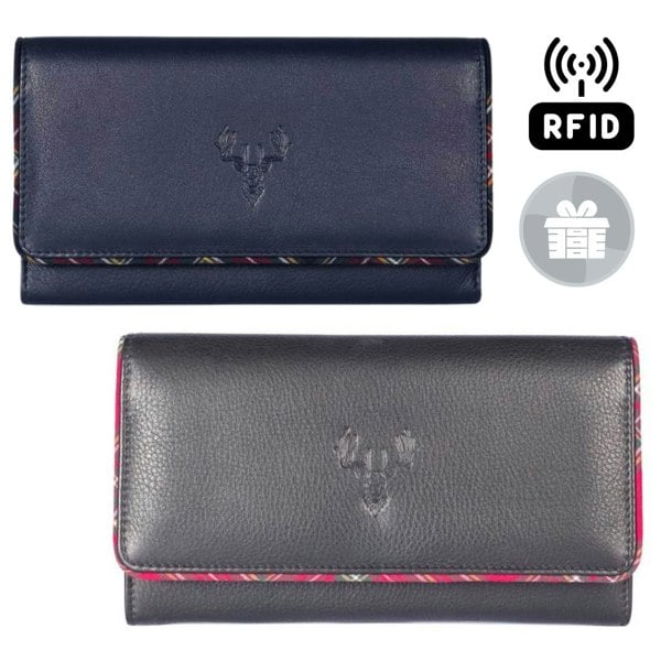 Mala Leather Braemar Tartan Stag Ladies RFID Leather Purse