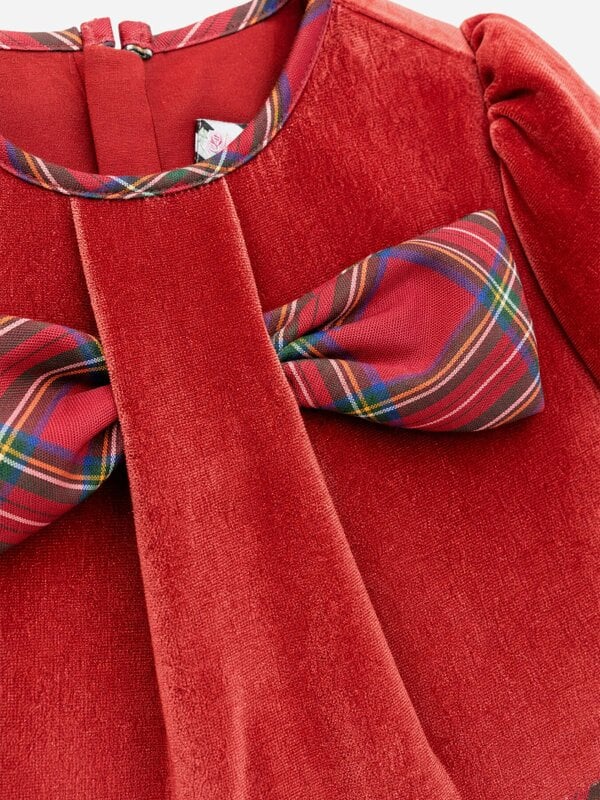 DRESS & Fleur Girls Tartan Dress in Red