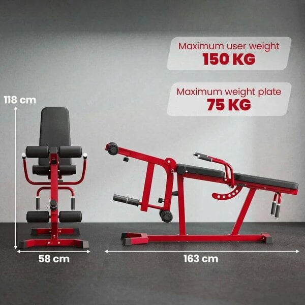 3-in-1 Leg Extension and Curl Machine, 300kg Heavy Duty Adjustable Weight Bench with Leg Developer, Red