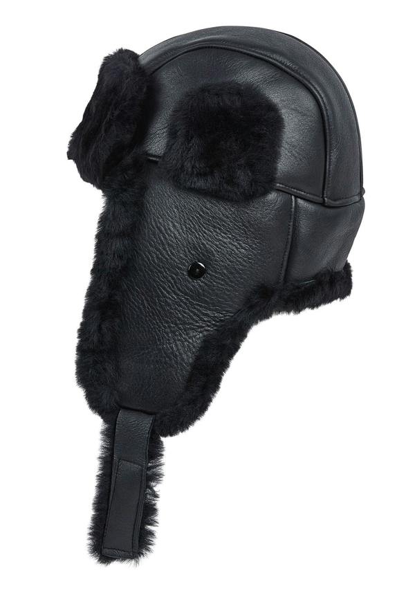 Infinity Leather Mens RAF Aviator Sheepskin B-55 Trapper Hat Winter Warm Leather Navigator Hat