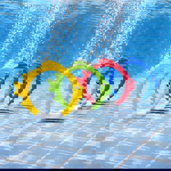smartbies Intex Underwater Fish Rings Pack of 4 | Diving Pool Toys for Kids