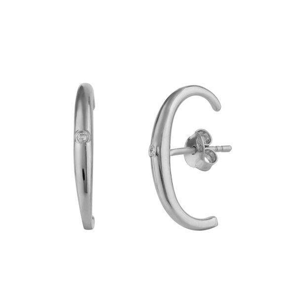 Spero London Fine Diamond Sterling Silver Ear Suspension Semi-Hoop Earrings
