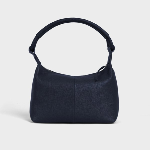 Assots London 'CITY BAG' Navy Soft Pebble Grain Real Leather Shoulder Bag