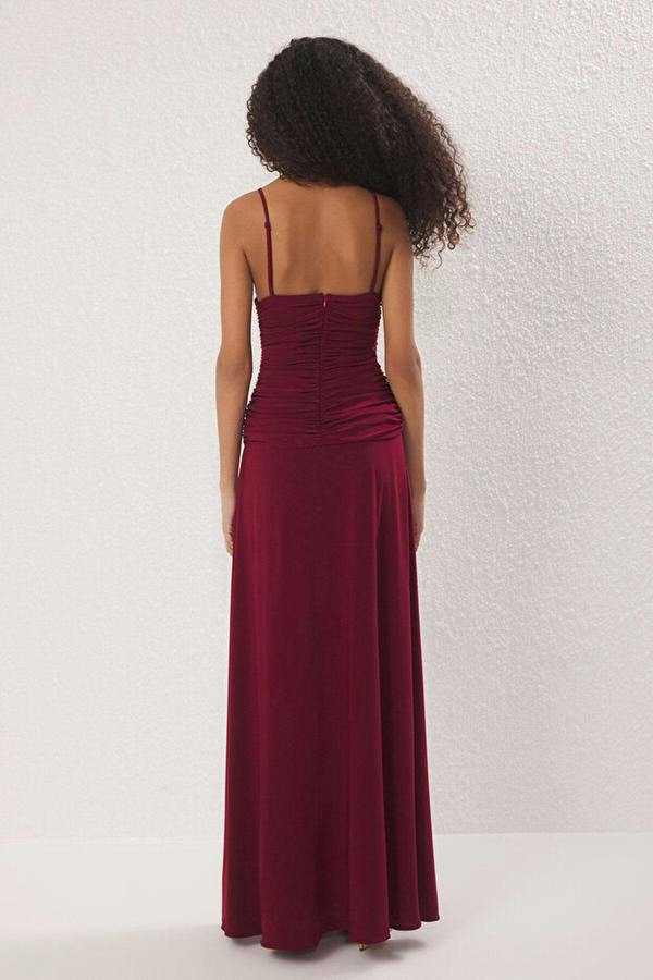 WOVCOR Elegant Maxi Knit Evening Dress with Rose Detail