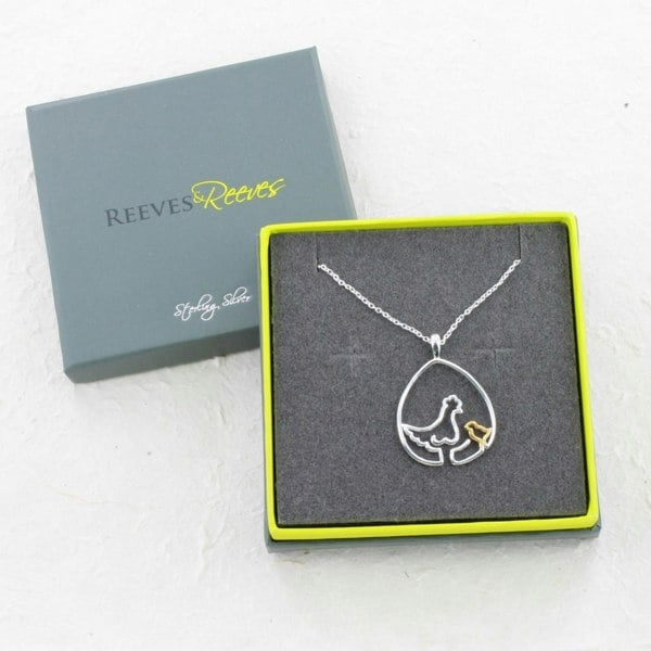 Chicken and Chick Sterling Silver Necklace - Reeves & Reeves