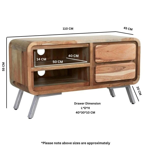 Wyld Haus Los Angeles Reclaimed Wood and Metal Medium TV Cabinet 1 Shelves 2 Drawers