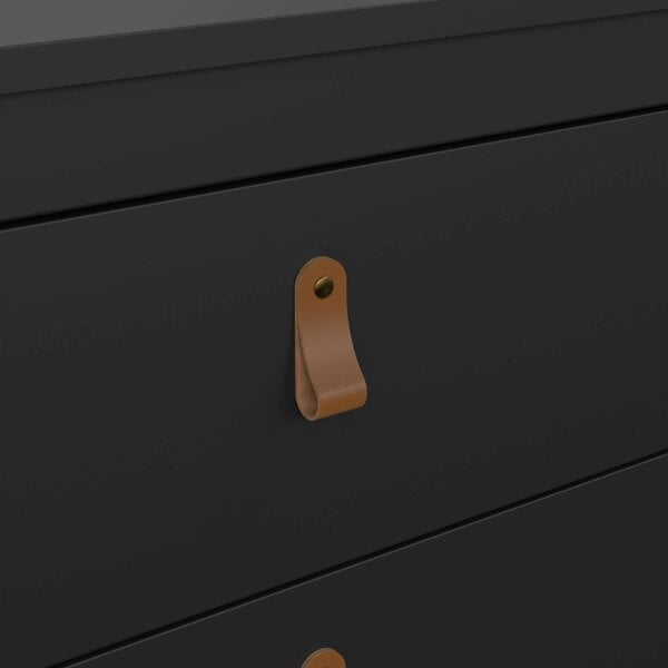 Wyld Haus Wildberry Matt Black Chest 3 Drawers Leather Handles
