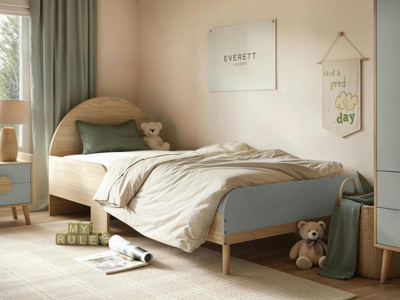 Noah Single Curved Headboard Bed Oak