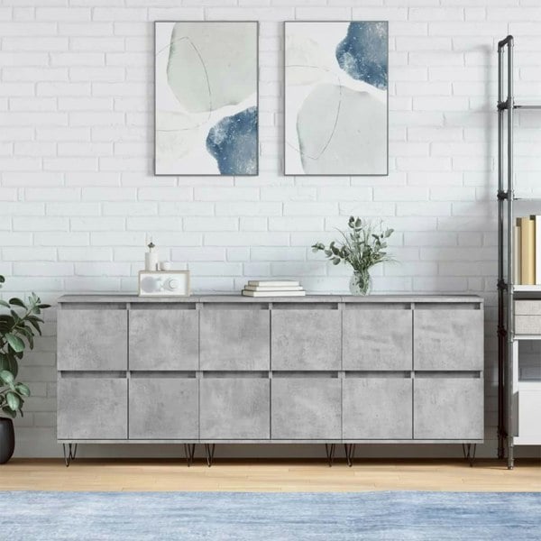 Berkfield Sideboards 3 pcs Concrete Grey Engineered Wood