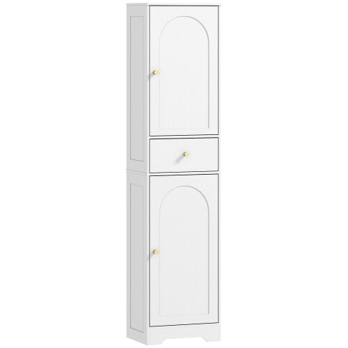 Wyld Haus Remodi Tall Bathroom Storage Cabinet With Arched Door Design White