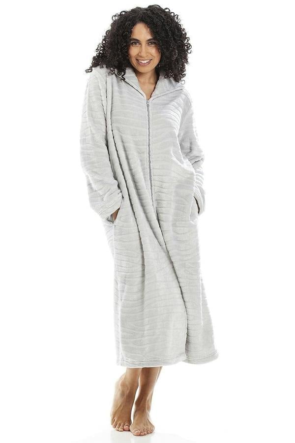 Womens Supersoft Fleece Zip Up Animal Print Robes