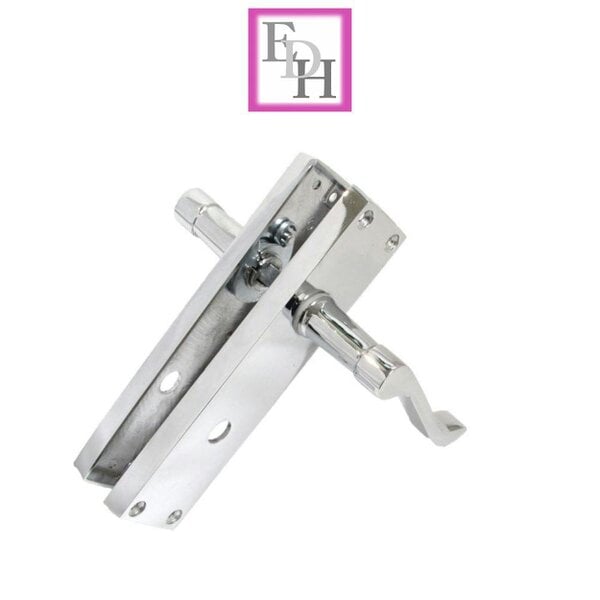 EDH Door Hardware Chrome Bathroom Victorian Style Door Handle Privacy Lock + Bathroom SASH Lock x1