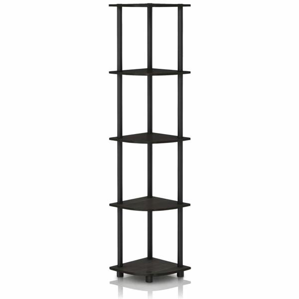 WALPLUS BK Turn-N-Tube 5 Tier Corner Display Rack Multipurpose Shelving Unit, Espresso/Black perfect for organized storage and display - 99811EX