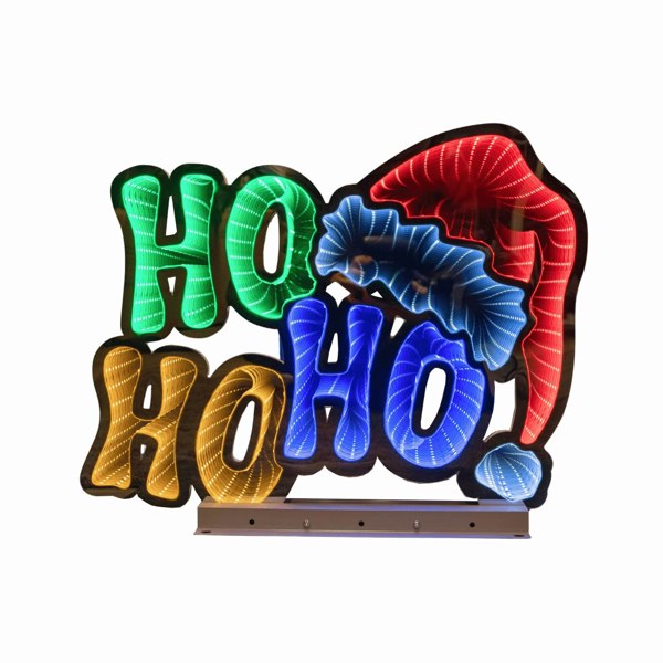 Samuel Alexander 40cm Infinity Ho Ho Ho on Metal Base with Multi-Coloured LEDs