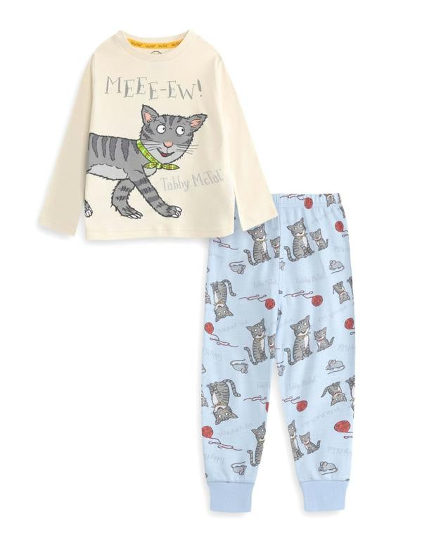 Vanilla Underground Gruffalo & Friends Tabby McTat Unisex Kids Multicoloured Meee-ew Long Sleeve Long Leg Pyjama Set