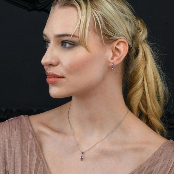 namana 925 Sterling Silver Amethyst Marquise Pendant Necklace