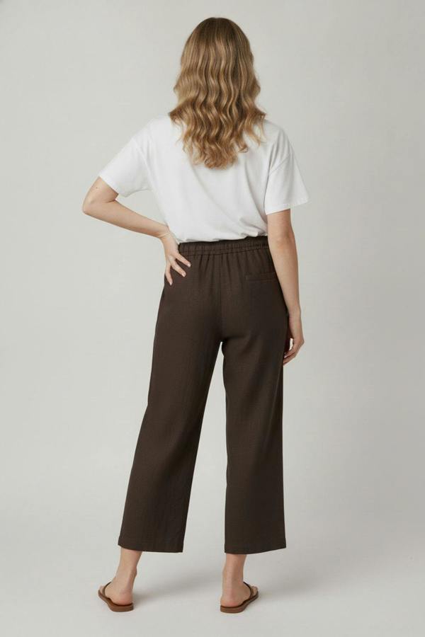 Brown | Drawstring High Waist Relaxed Trousers