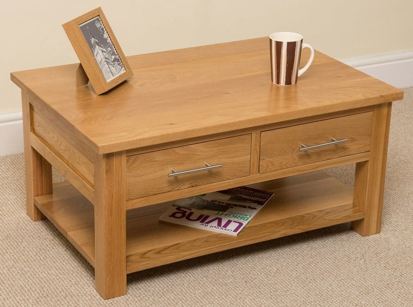 That's Furniture Oslo Solid Oak Coffee Table with 2 Drawers