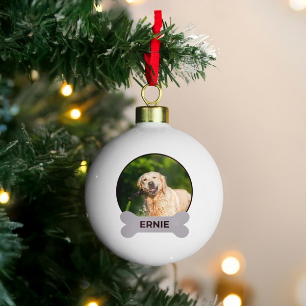 Personalised Memento Company Personalised Photo Upload Dog Christmas Bauble