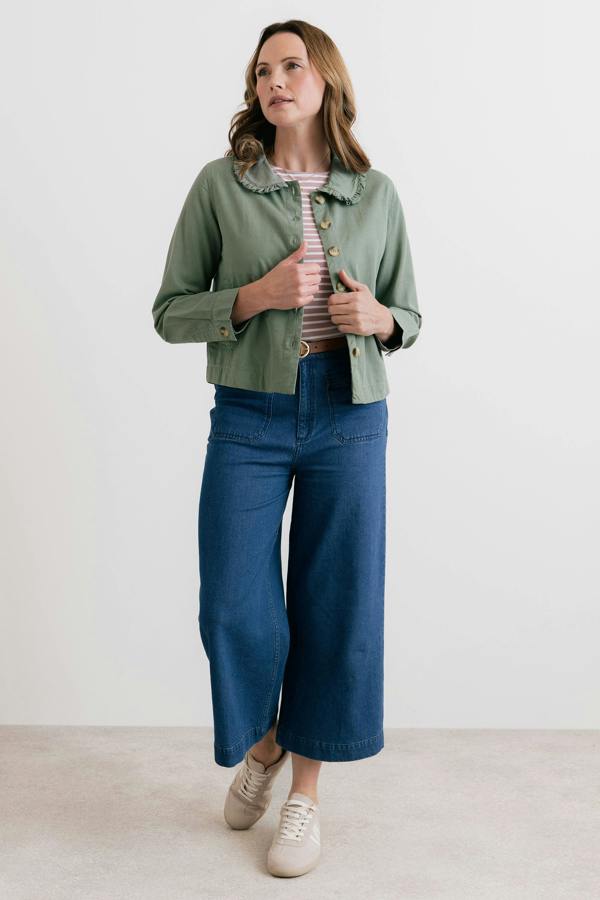 Lily & Me Rebecca Ruffle Collar Jacket Laurel Green