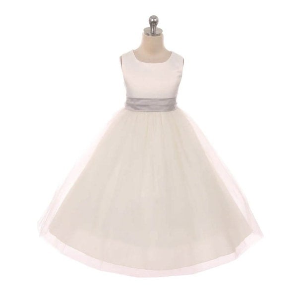 White dress with silver sash