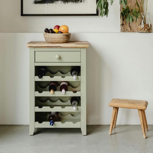 Statement Furniture Florence Wine Rack with Drawer Wooden 16 Wine Bottle Storage Assembled