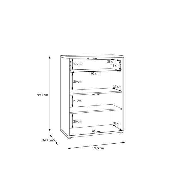 Furniture To Go Alice Springs Shoe Cabinet with 2 Doors Push-to-Open & 1 Drawer Push-to-Open in Elegancia Oak