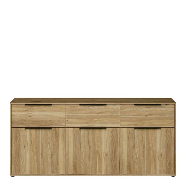 Furniture To Go Orkney 3 Drawer Sideboard with 3 Doors in Mauvella Oak