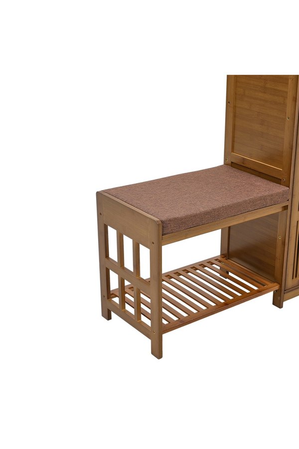 Living and Home Bamboo Entryway Storage Shoe Cabinet with Bench