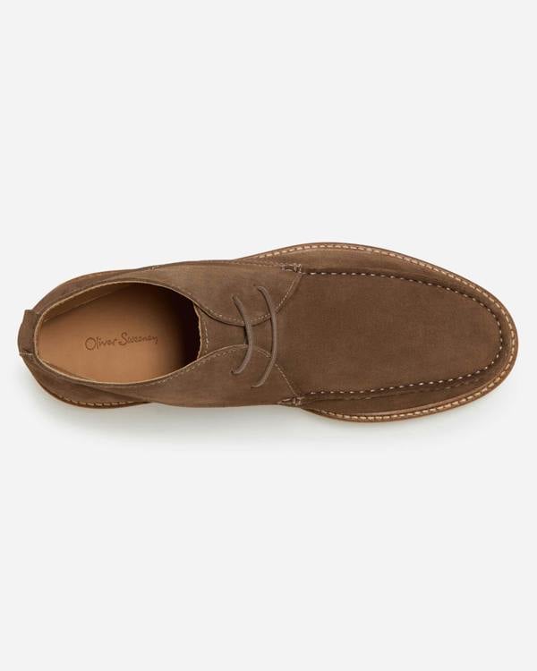 Oliver Sweeney Xixona Mens Calf Suede Moccasin Boots - Taupe | CHO | Designer Mens Boots