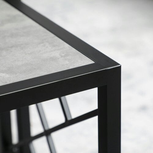 Wyld Haus Safi Metal And Wood Grey Set Of 3 Square Nesting Side Tables With Black Frame