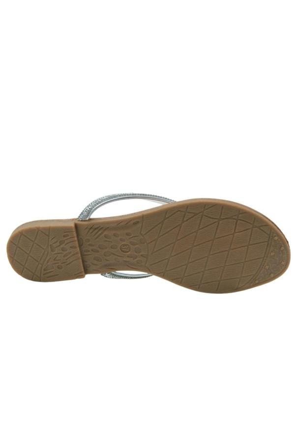 Crystal Sparkle Flip Flops Silver, featuring flat footbed