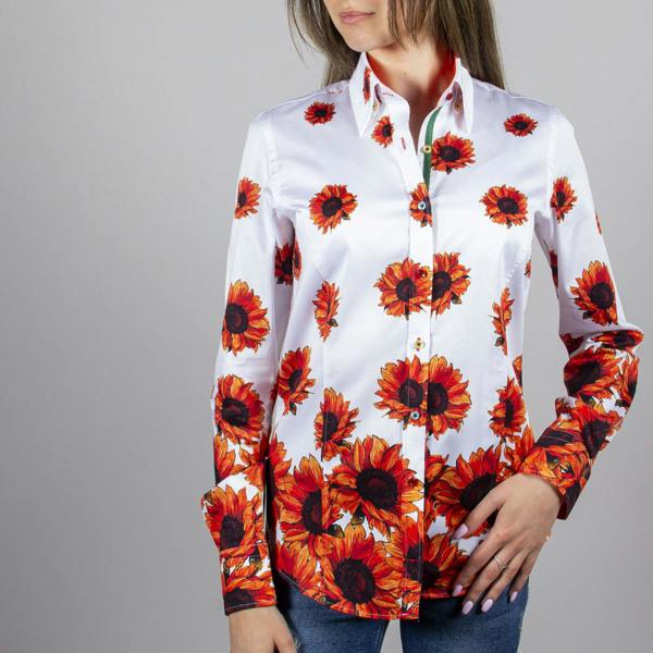 SUNFLOWER PRINT WOMENS SHIRT - Premium Men's Patterned Shirt by Claudio Lugli | Bold Design, Tailored Fit, Best Printed Shirts